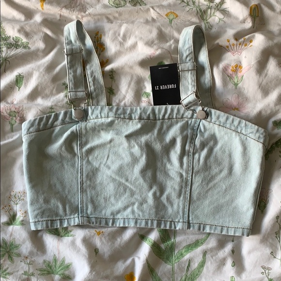 Forever 21 Light Denim Crop Top - Picture 1 of 4